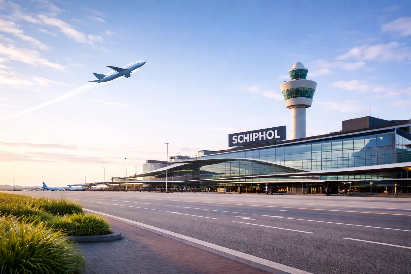Schiphol Airport met verkeerstoren